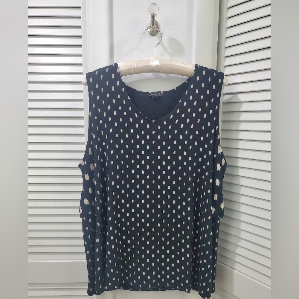 J.Jill 2X Wearever Black Cream Tank Unique Back